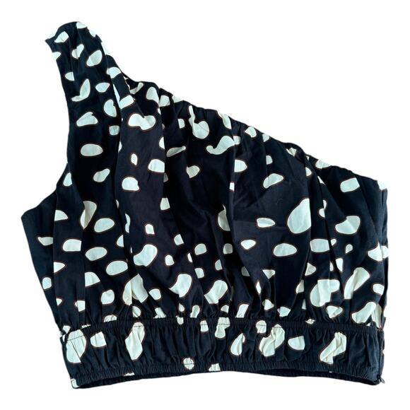 Juan D Dios Lovely resort one shoulder crop top navy spotted size small - Picture 3 of 11